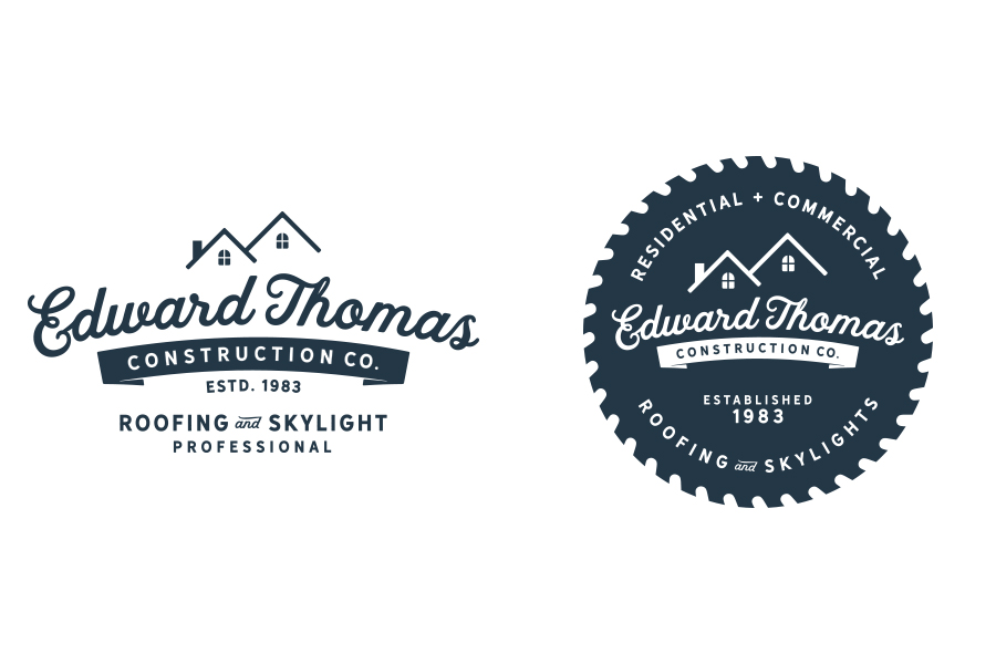 Edward Thomas logo design. Construction company logo design. Brand identity.
